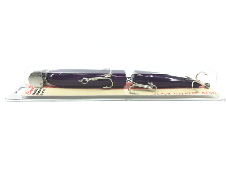 Creek Chub Wooden Giant Jointed Pikie 800, BLP Black Back Purple Color, New on Card Old Stock