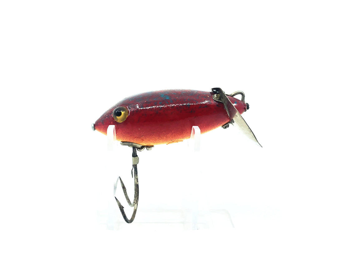 Heddon #1900 Baby Crab Wiggler, Repainted Red/Cyan Crackleback Color