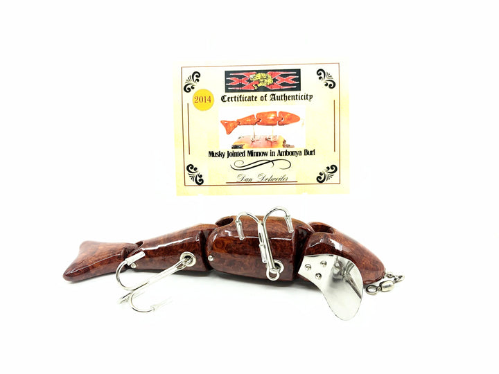 Musky Dan (XXX Lures) Musky Jointed Minnow in Ambonya Burl w/COA