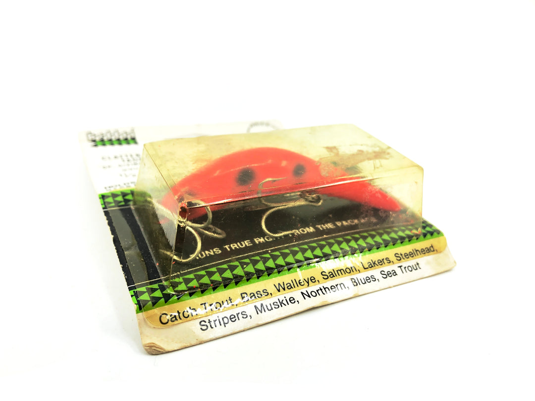 Heddon 9900 Clatter Tad Tadpolly Spook, RFB Fluorescent Red Black Spots Color