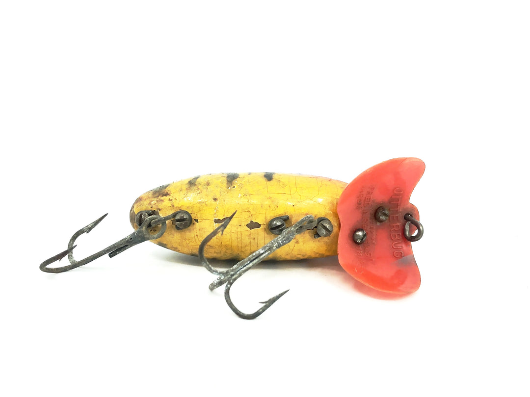 Arbogast Plastic White Lip Jitterbug 1940's WWII Era, Perch Color - War Bug!