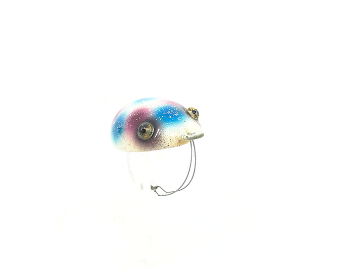 Musky Dan (XXX Lures) Fly-Rod Frog, White/Red & Blue Dots w/COA