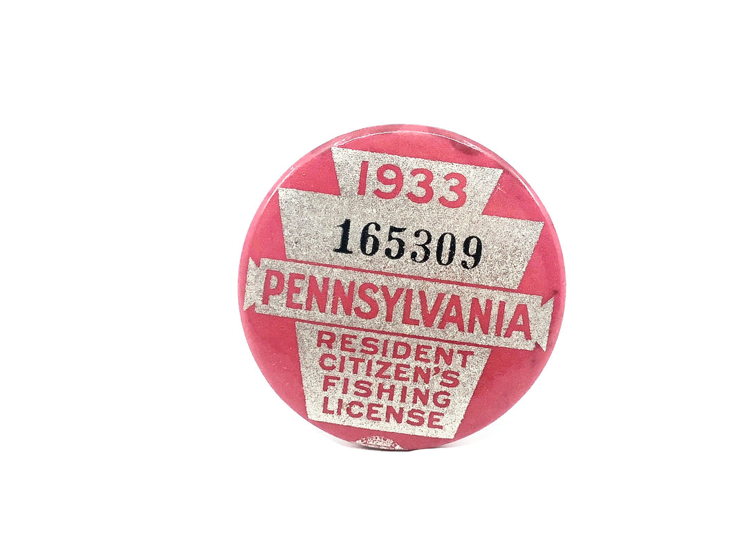 1933 Pennsylvania Resident Fishing License Button