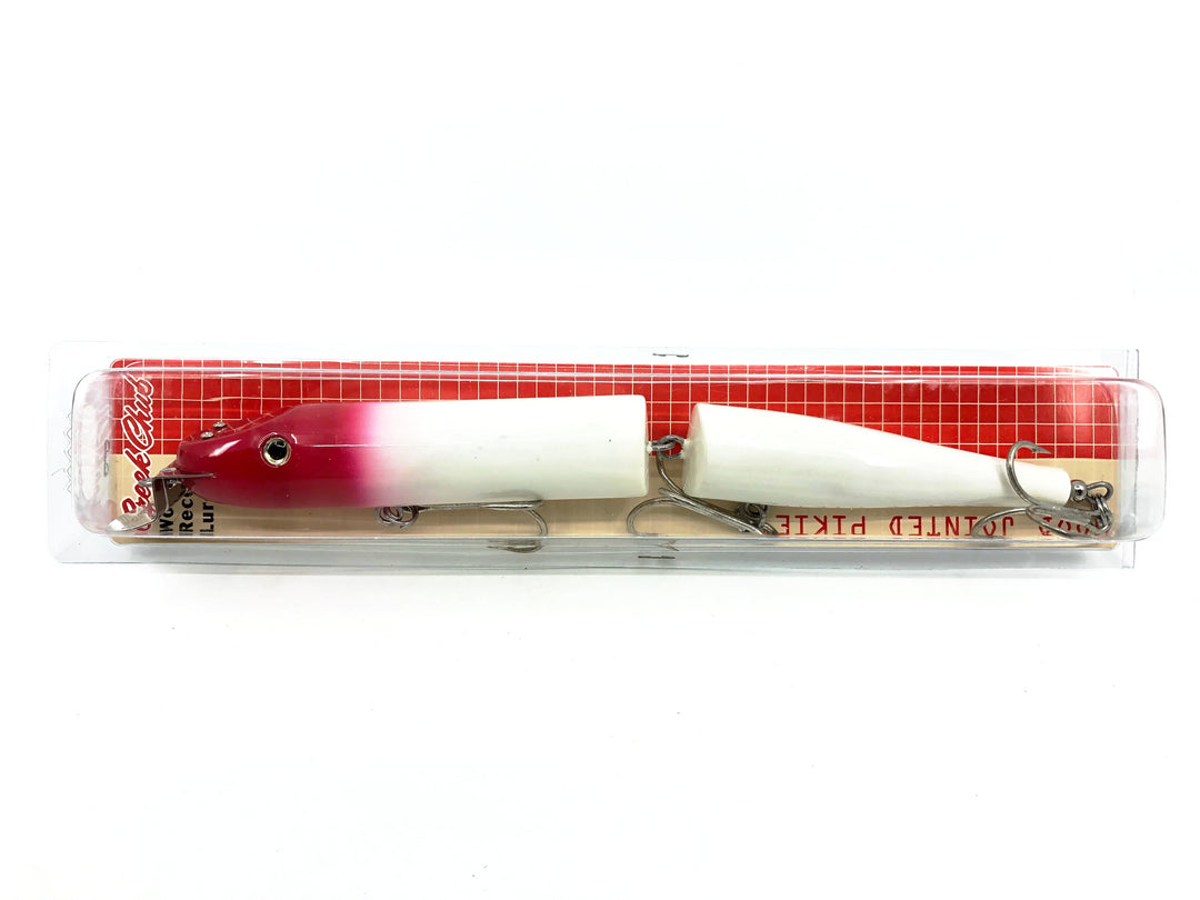 Creek Chub Wooden Giant Jointed Pikie 800, PW Red/White Color, New on Card Old Stock