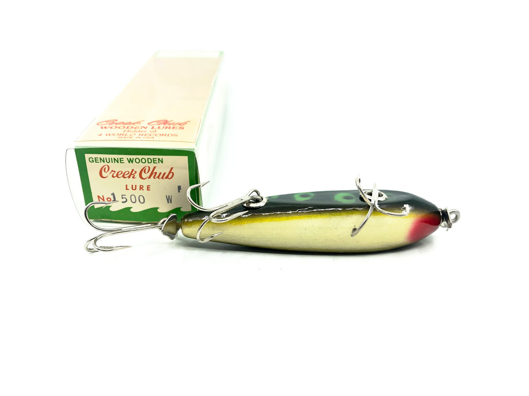 Creek Chub 1500 Wooden GE Injured Minnow, F Frog Color w/Box