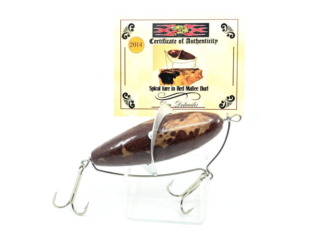 Musky Dan (XXX Lures) Spiral Lure, Red Mallee Burl w/COA