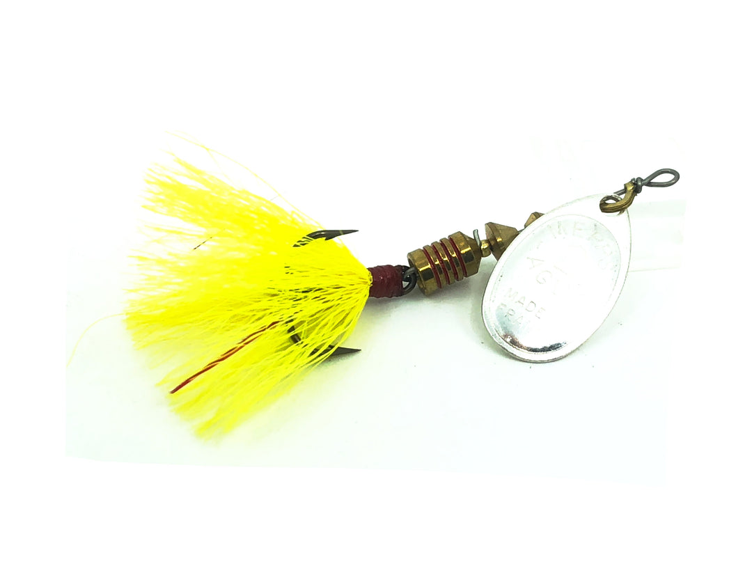 Mepps Aglia #2 Dressed Treble, Silver Blade/Chartreuse Treble Color