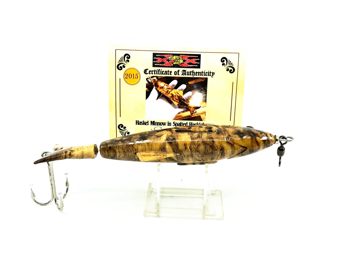Musky Dan (XXX Lures) Haskel Minnow in Spalted Hackleberry w/COA