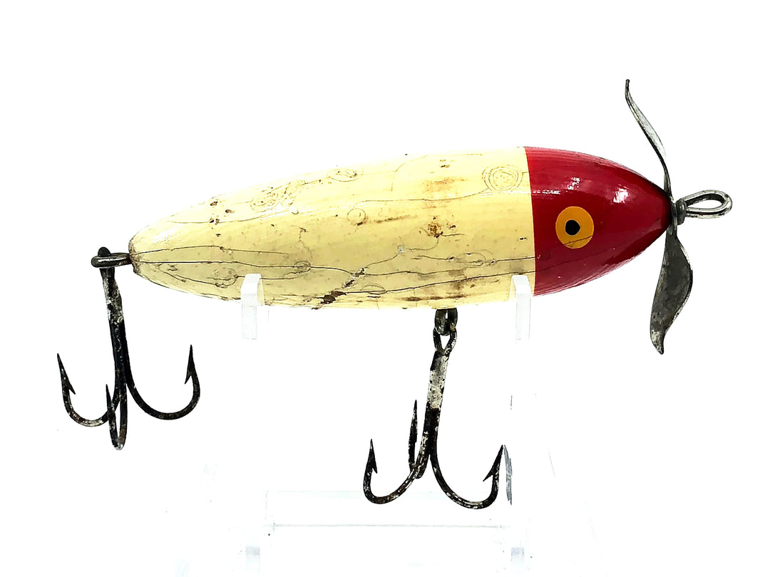 South Bend / Best-O-Luck Surface Wobbler, White/Red Head Color