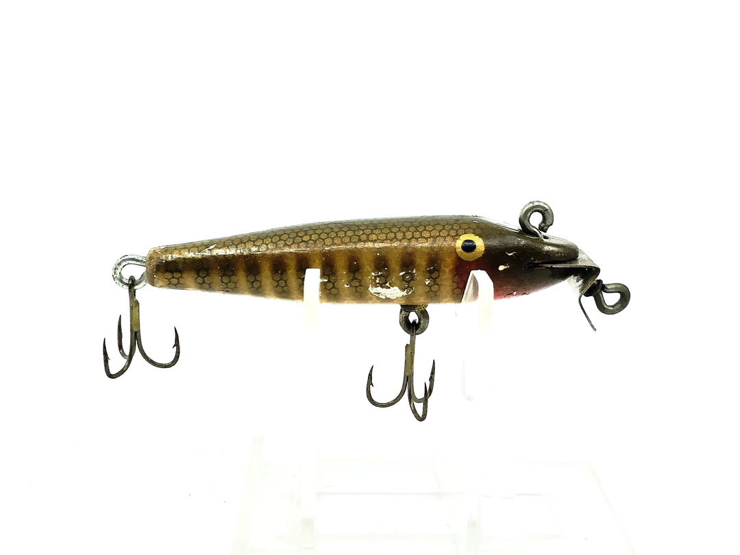 Creek Chub 2200 Midget Pikie, Early Model Double Line Tie Painted Eyes Pikie Color