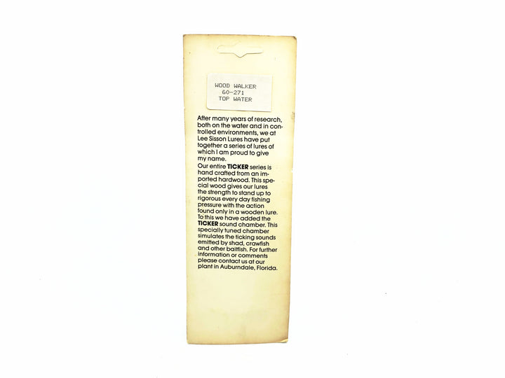 Lee Sisson Ticker Topwater Wood Walker, Fire Tiger Color on Card