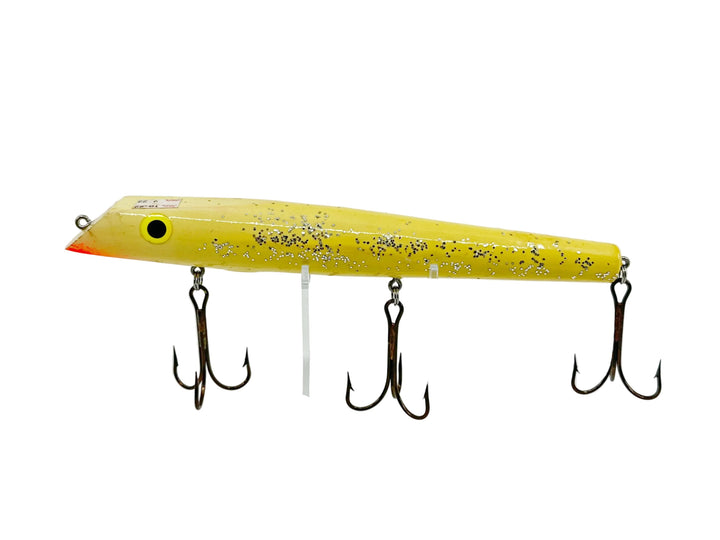 Wooden Musky Topwater Crank, White/Silver Flitter Color