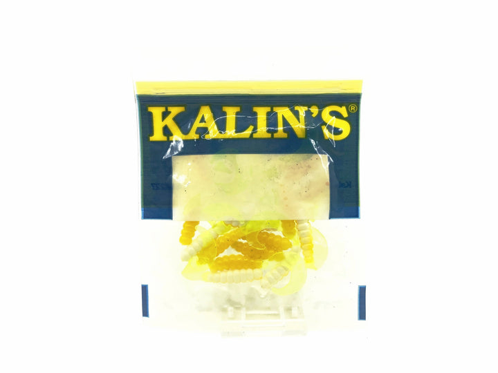 Kalin's 1 3/4" Soft Grubs, White/Yellow/Green Tail - 20 count