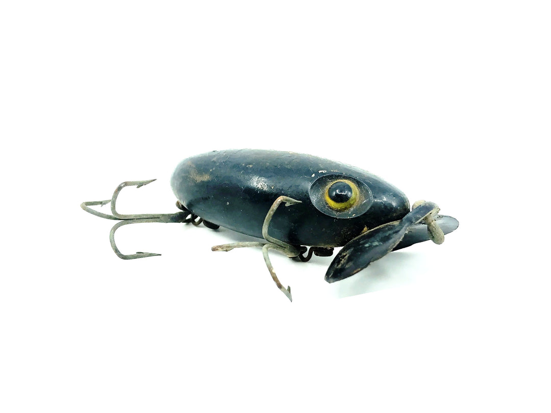 Arbogast Plastic Black Lip Jitterbug 1940's WWII Era, Black Color - War Bug!