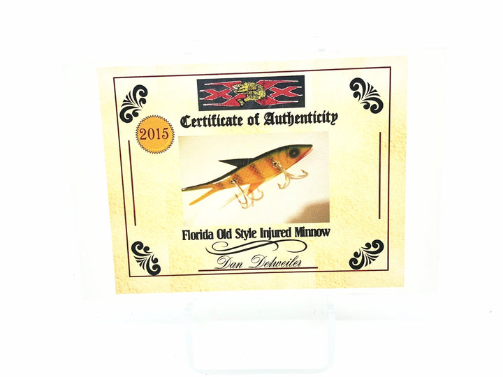 Musky Dan (XXX Lures) Florida Old Style Injured Minnow, Perch Color w/COA