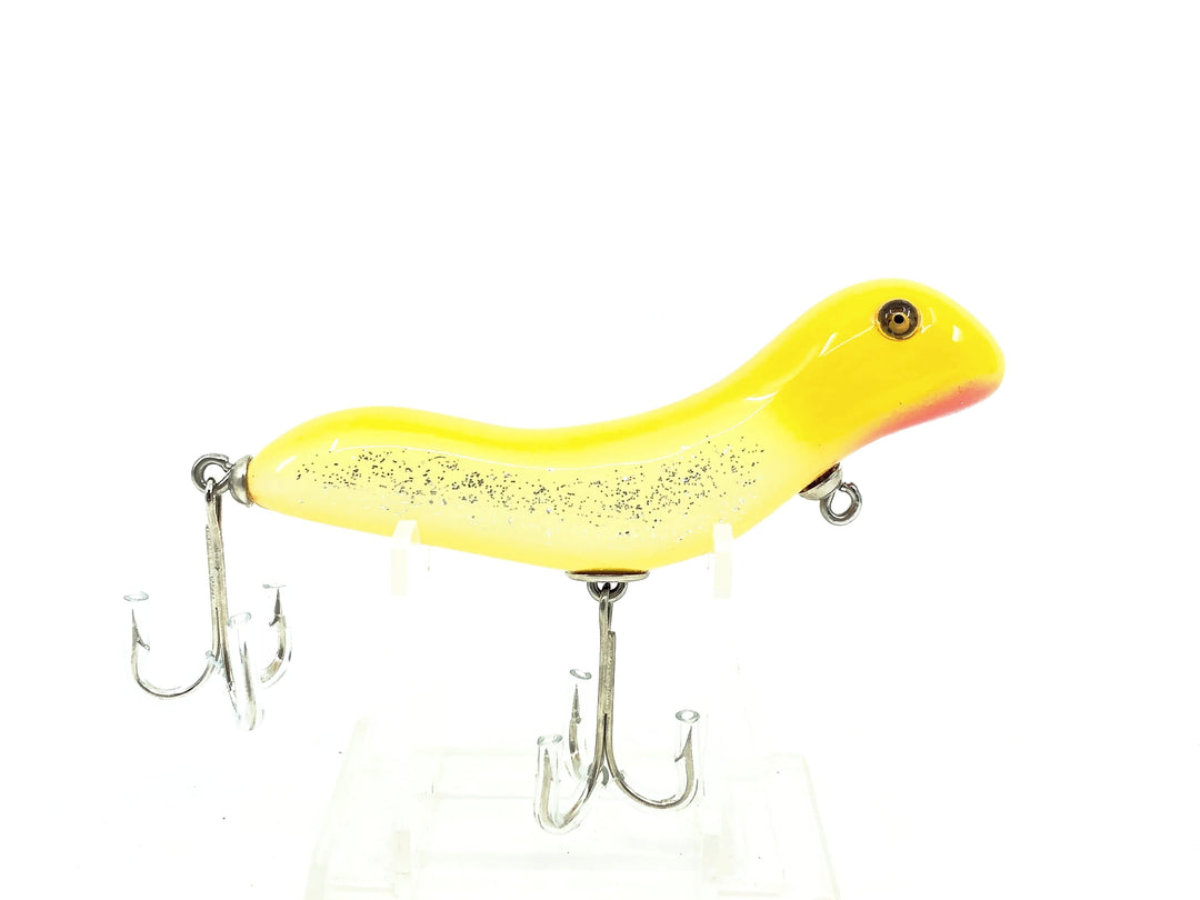 Musky Dan (XXX Lures) Topwater Walking Bird Bait, Yellow Flitter Color