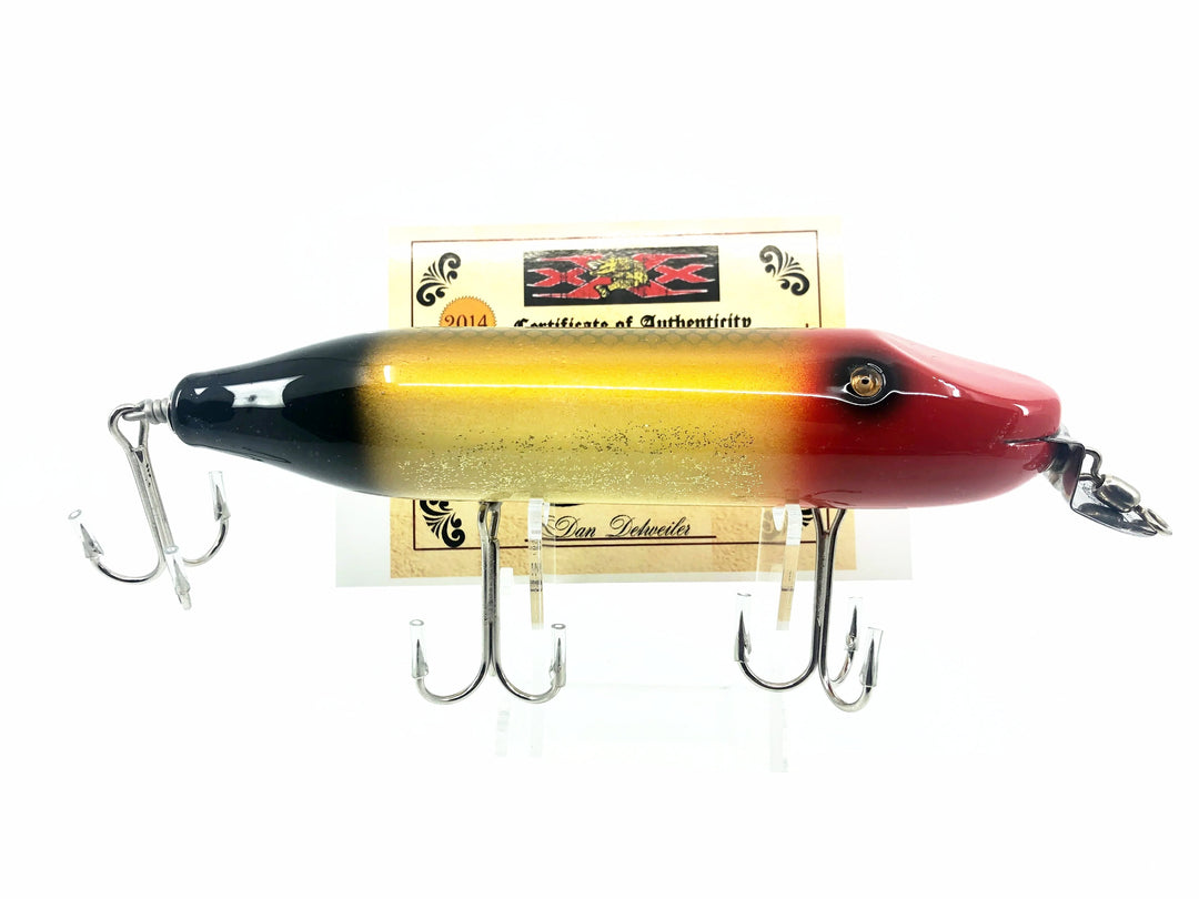 Musky Dan (XXX Lures) Husky Pikie, Red Head/White Flitter/Black Color