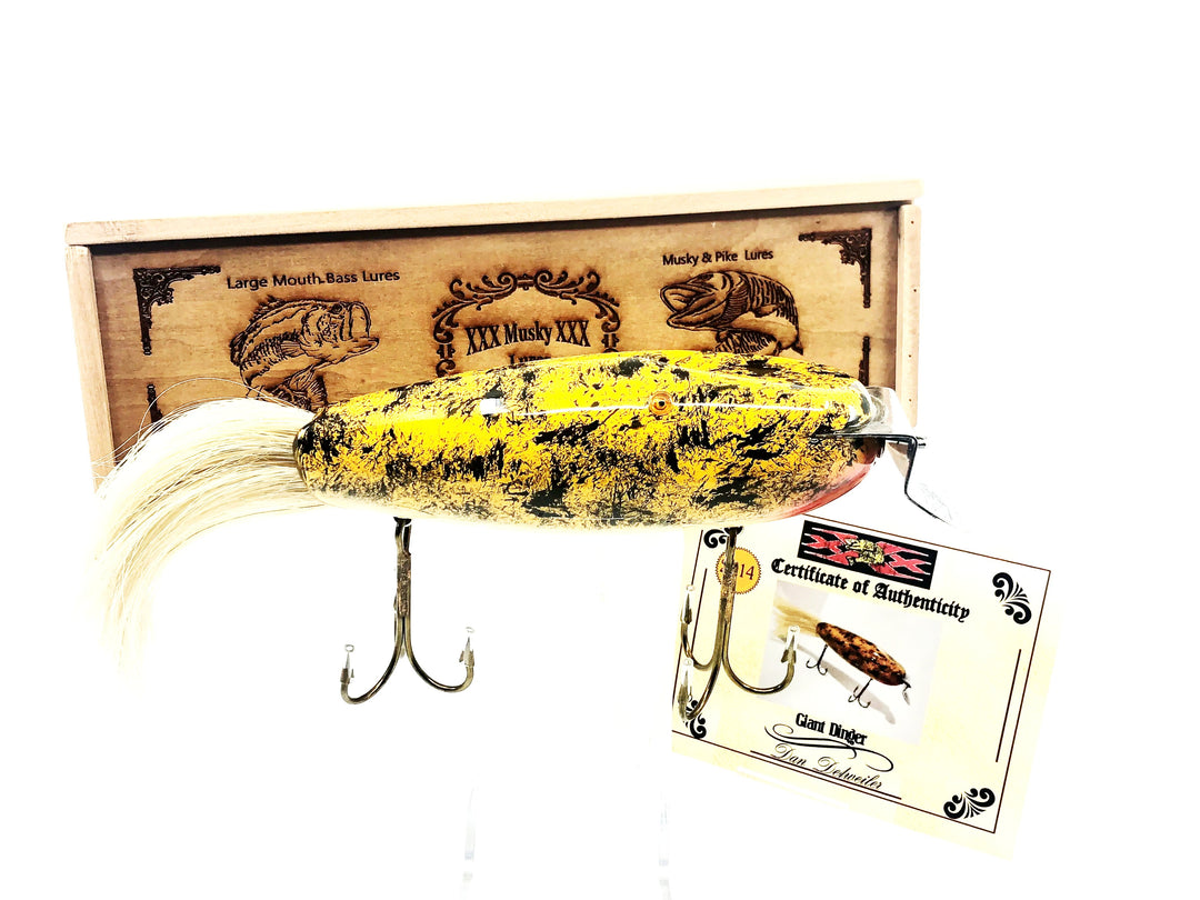 Musky Dan (XXX Lures) Giant Dinger, Speckled Yellow Frog w/Box & COA