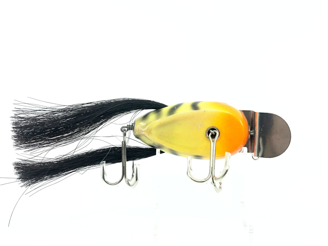 Musky Dan (XXX Lures) Husky Dingbat, Yellow/Orange Face/Black Ribs Color