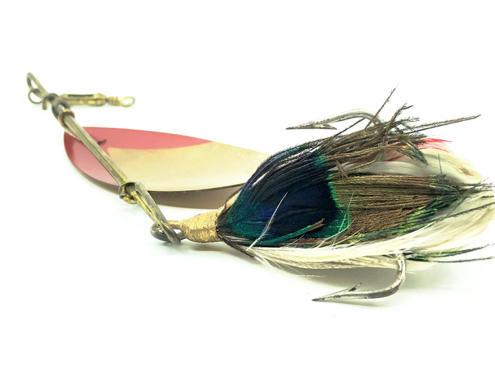 Pflueger Muskill Spinner 2463 No.12 Treble, Gold Blade/Feather Tail - Beautiful Peacock Feather