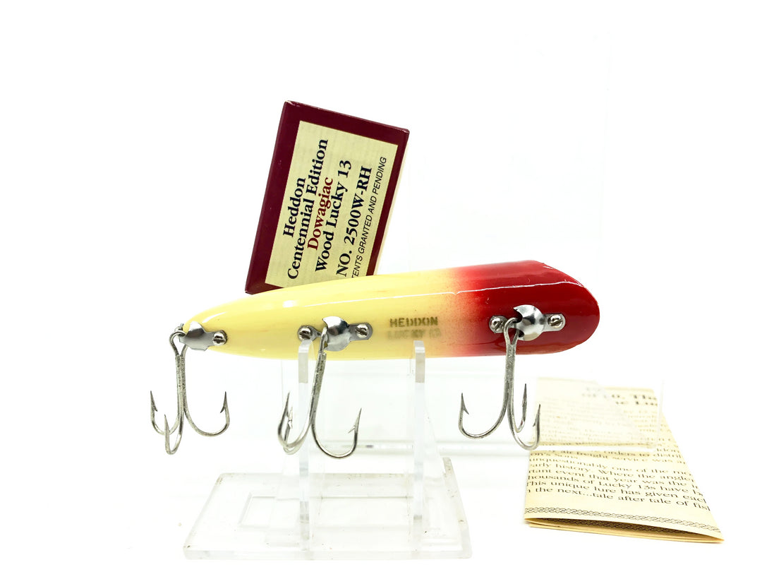 Heddon Centennial Edition Wood Lucky 13 New in Box No. 2500W-RH Red Head/White Color