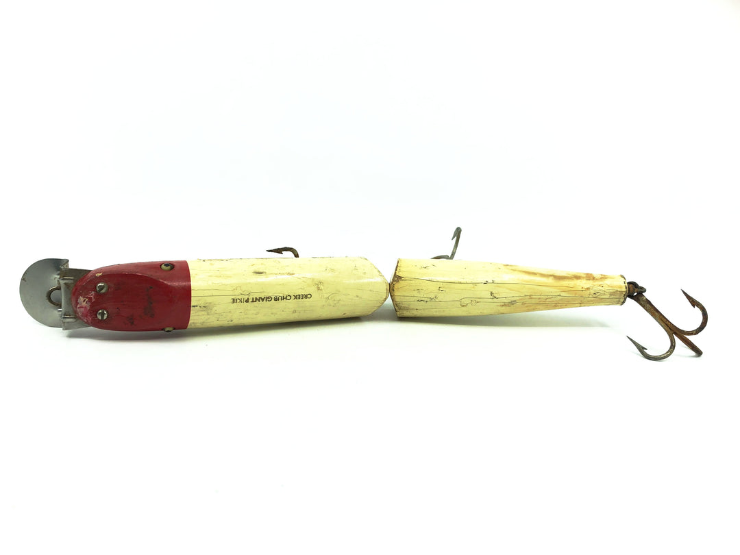 Creek Chub Wooden Giant Jointed Pikie 800, #02 Red Head/White Color