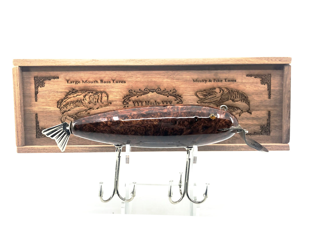 Musky Dan (XXX Lures) Wiggler, Honduran Rosewood Burl w/Box & COA