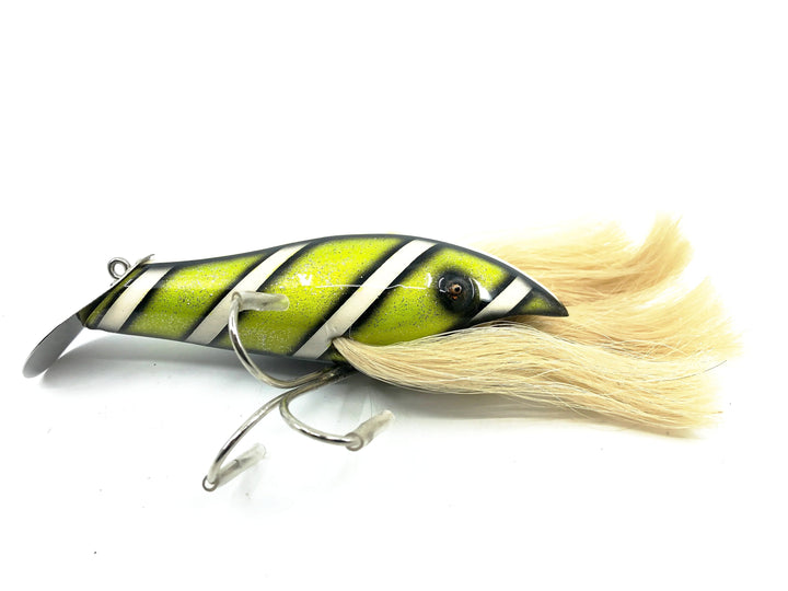 Musky Dan (XXX Lures) Musky Nabber, Chartreuse/White Rib w/Box & COA