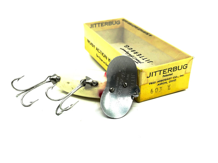Arbogast Jitterbug 5/8oz, Red Head/White Color with Box, Bugged-Eyed Model