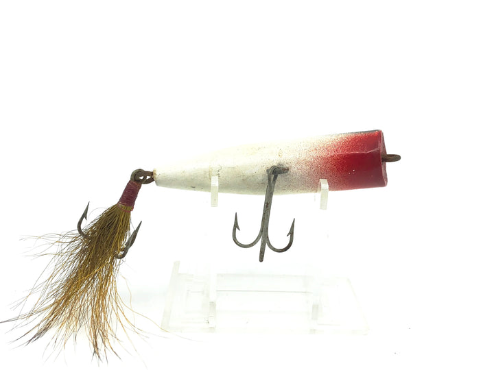 Vintage Bucktail Popper Lure, Brown/White/Black Color