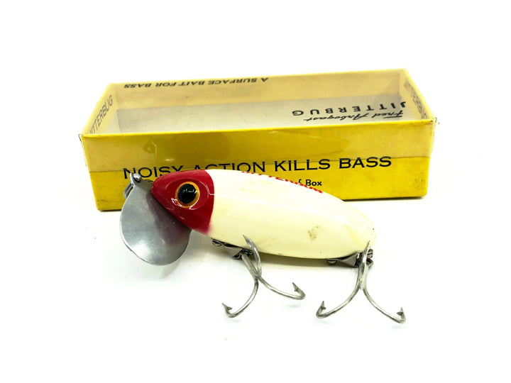 Arbogast Jitterbug 5/8oz, Red Head/White Color with Box, Bugged-Eyed Model