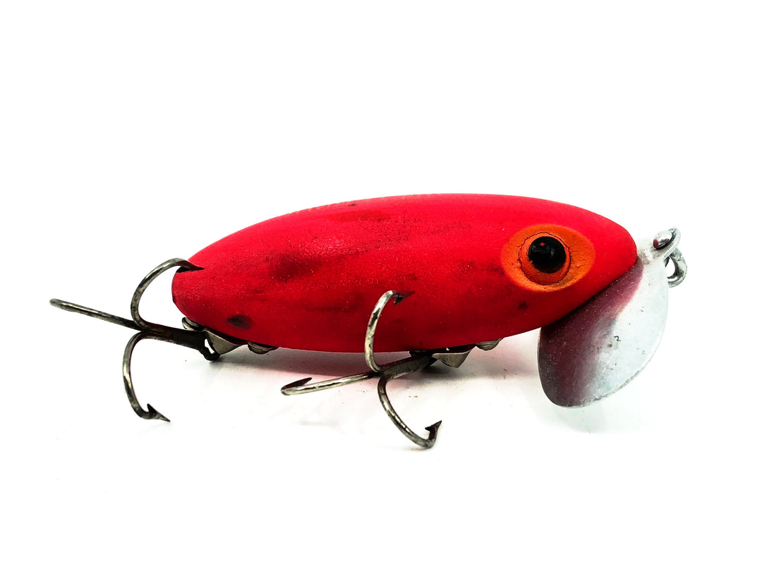 Arbogast Jitterbug 5/8oz, Fire Plug Fluorescent Red Color, Vintage Bugged-Eyed Model