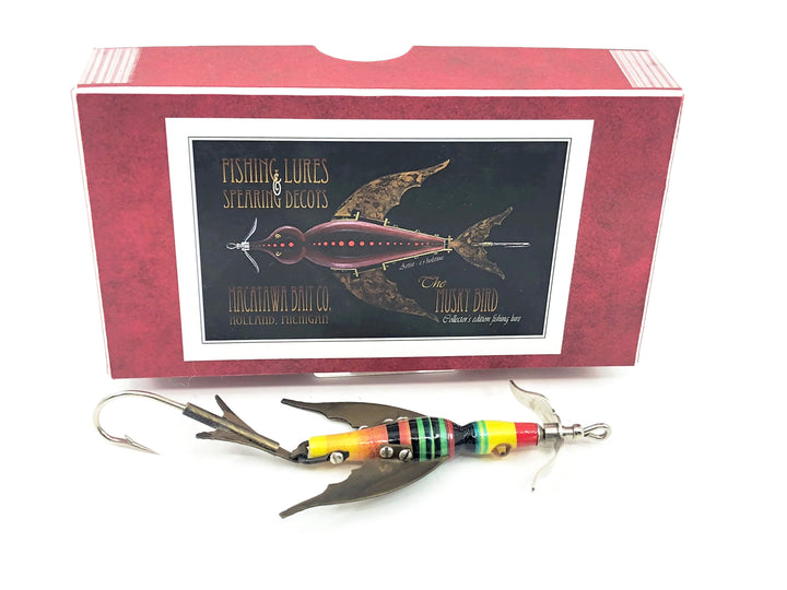Macatawa Bait Co. Mini Musky Bird, Red/Yellow/Green/Black Color w/Box