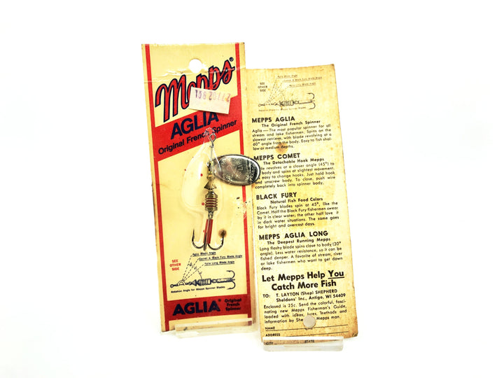 Vintage Mepps Aglia Combo, Plain Treble/Silver Blade Color with Card