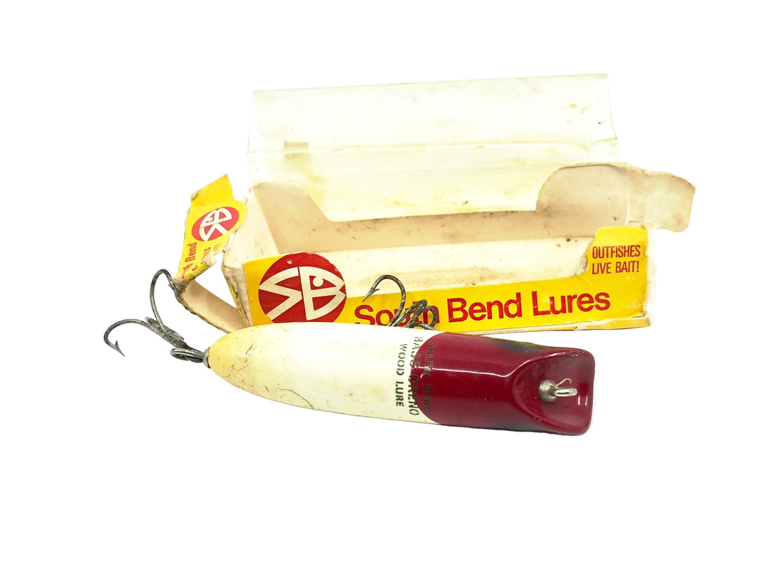 South Bend Bass-Oreno, White/Red Arrowhead Color w/Box-Painted Eyes