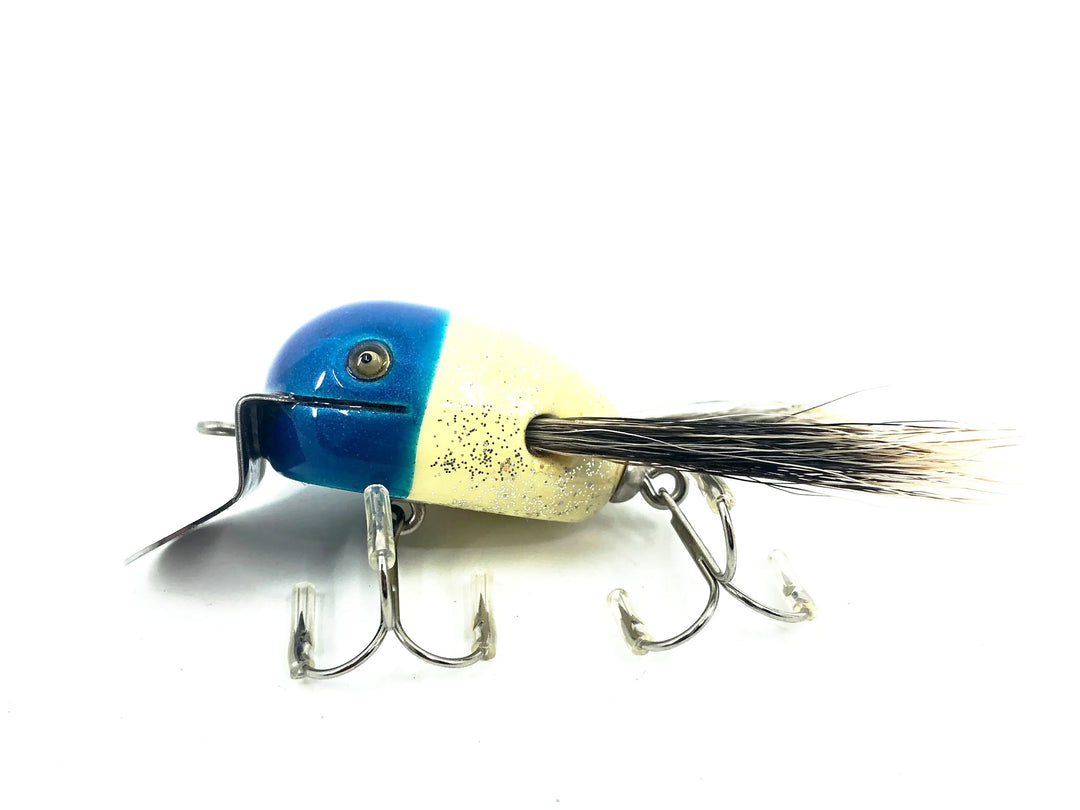 Musky Dan (XXX Lures) Baby Dingbat, Blue Head/White/Silver Flitter w/COA
