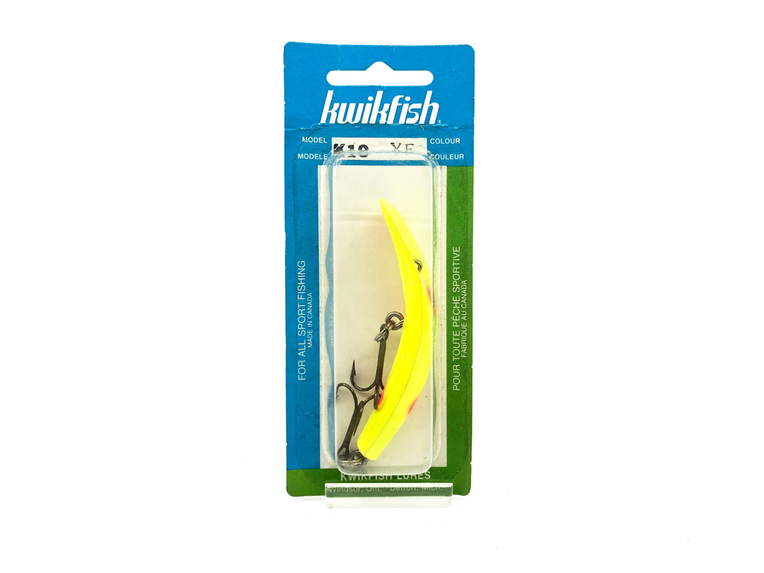 Pre Luhr-Jensen Kwikfish K10, YF Yellow Fluorescent Color New on Card Old Stock