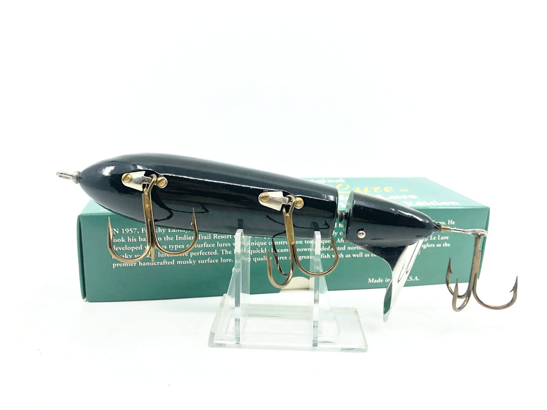 Le Lure Musky Surface Lure, Water Thumper, Black/Gold Back with Box