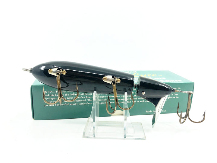 Le Lure Musky Surface Lure, Water Thumper, Black/Gold Back with Box