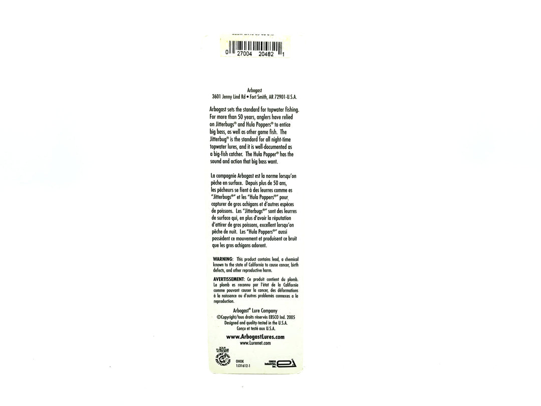 Japanese Arbogast Jitterbug 5/8oz, RCDS1 Red Coachdog Silver Insert Color on Card