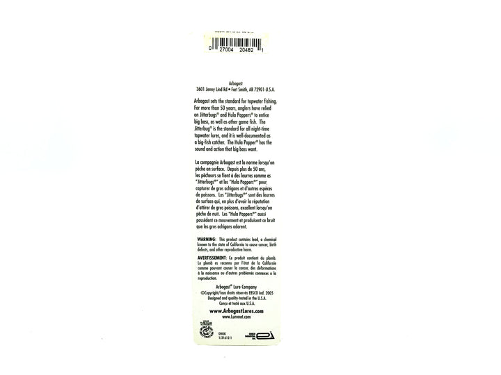 Japanese Arbogast Jitterbug 5/8oz, RCDS1 Red Coachdog Silver Insert Color on Card