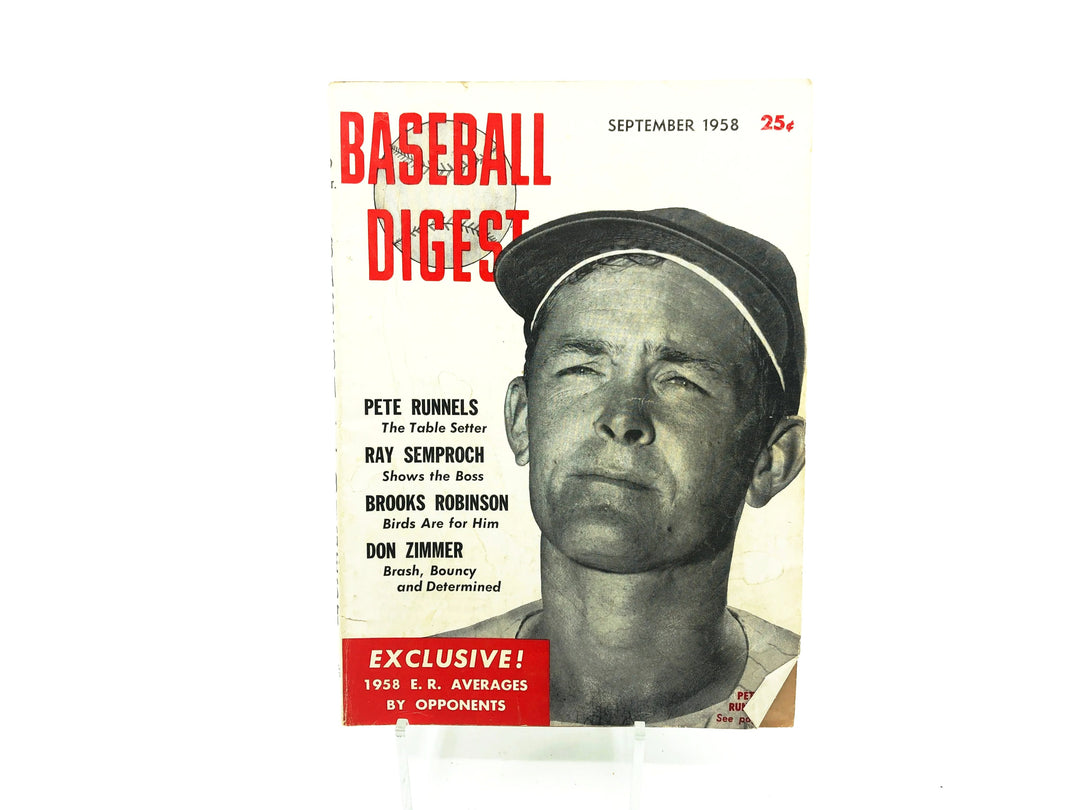Vintage September 1958 Baseball Digest Runnels, Semproch, Robinson, Zimmer