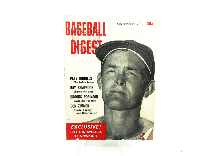 Vintage September 1958 Baseball Digest Runnels, Semproch, Robinson, Zimmer