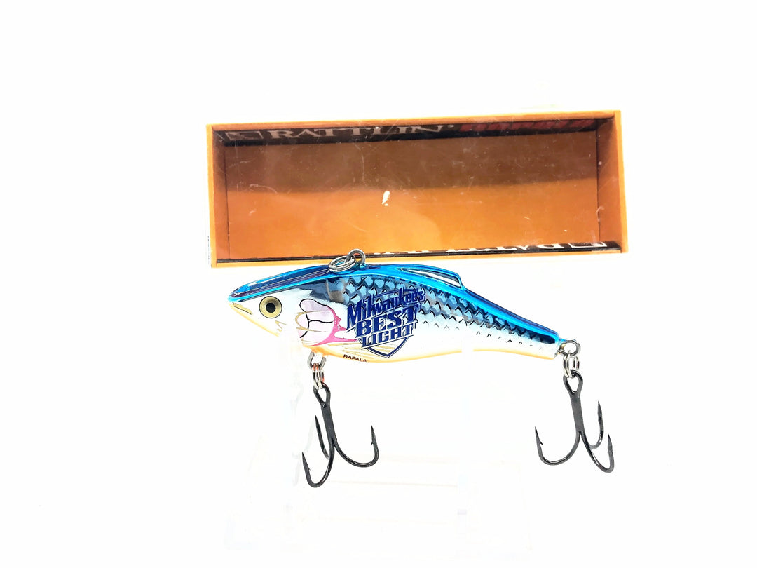 Rapala Special Rattlin' Rap RNR-8, Custom Made Milwaukee Best Light Silver Blue Color with Box