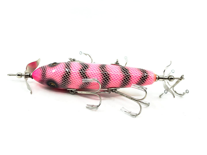 Musky Dan (XXX Lures) 5 Hook Minnow, Pink Tiger Color w/COA