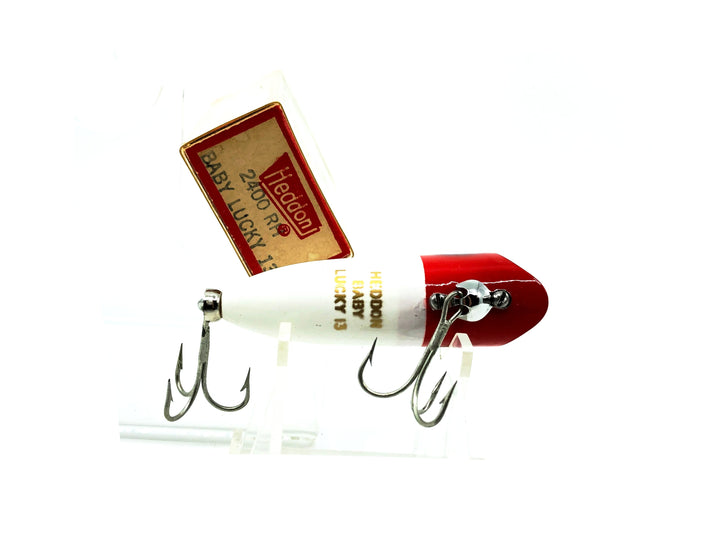Heddon Baby Lucky 13 2400, RH Red Head/White Body Color with Box