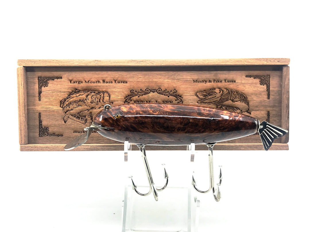 Musky Dan (XXX Lures) Wiggler, Honduran Rosewood Burl w/Box & COA