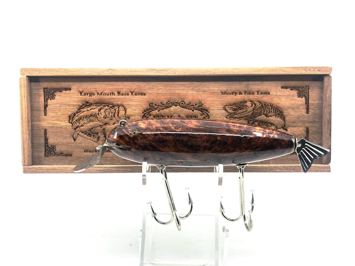 Musky Dan (XXX Lures) Wiggler, Honduran Rosewood Burl w/Box & COA