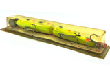 Creek Chub Wooden Giant Jointed Pikie 800, Chartreuse Spotted Color, New on Card Old Stock