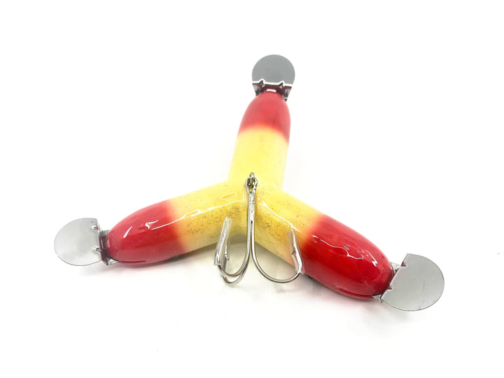 Musky Dan (XXX Lures) 3 Headed Husky Pikie Decoy, Red Head/White Flitter Color w/COA